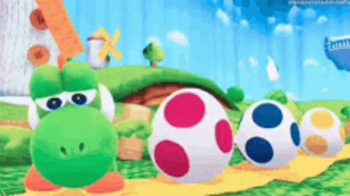 Yoshi Next to Colorful Eggs