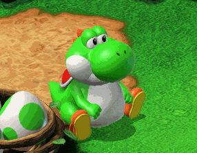 Yoshi Sitting On Grass GIF