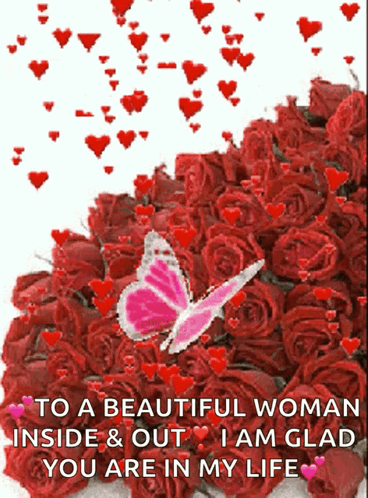 You Are Beautiful Heart Flying Red Rose GIF