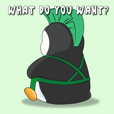 You Rang Pudgy Penguin Looking To The Front GIF