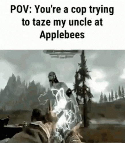 You 'Re A Cop Trying To Taze My Uncle At Applebee 'S GIF