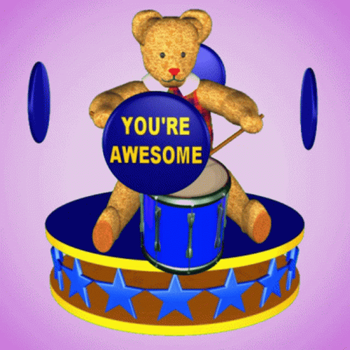 You're Awesome 3d Drummer Bear GIF