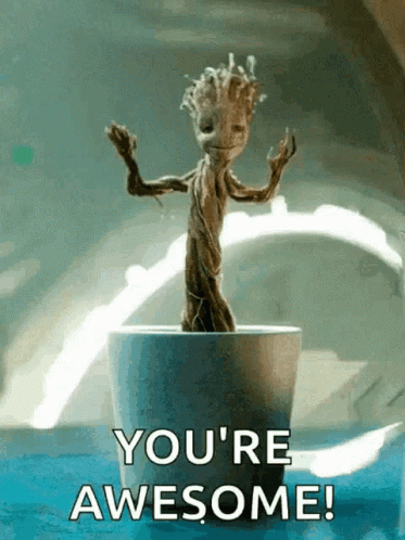 You're Awesome Dancing Potted Baby Groot GIF