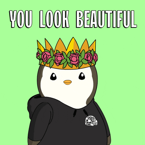 You Re Beautiful Pudgy Penguin Wearing Crown GIF
