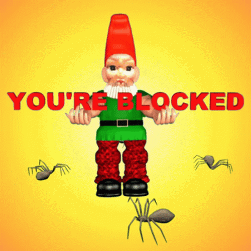 You're Blocked Animated Gnome Spiders GIF