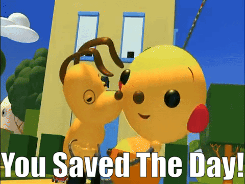 You Saved The Day Cartoon Characters Kissing GIF