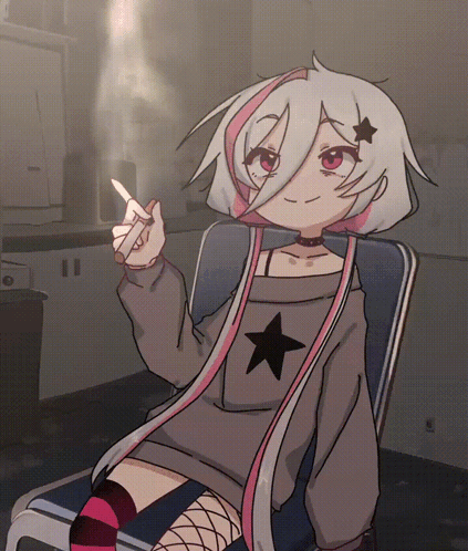 Young Anime Girl Smoking GIF