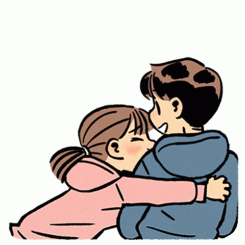 little kids hugging gif