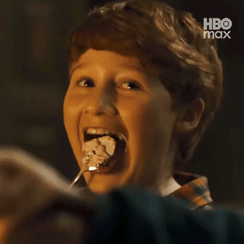 Young Boy Eating Food With Fork HBO Max GIF