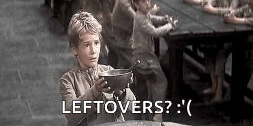 Young Boy Holding Bowl Of Food Asking Leftovers GIF