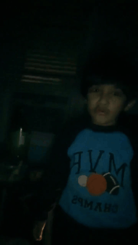 Young Boy In Blue Shirt Saying Twin Funny Face GIF