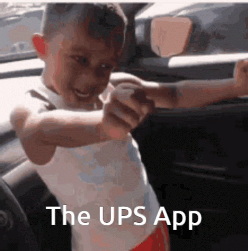 Young Boy in Car with UPS App