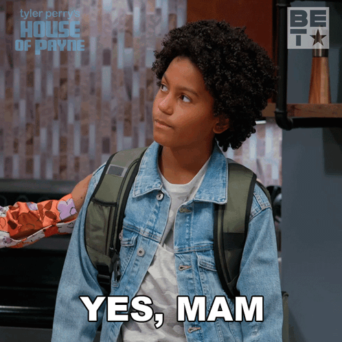 Young Boy In Denim Jacket Says Yes Mam GIF