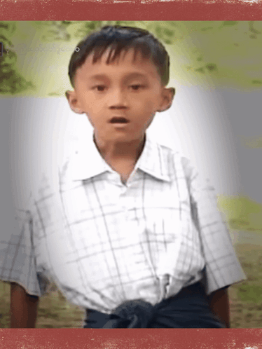 Young Boy in Plaid Shirt