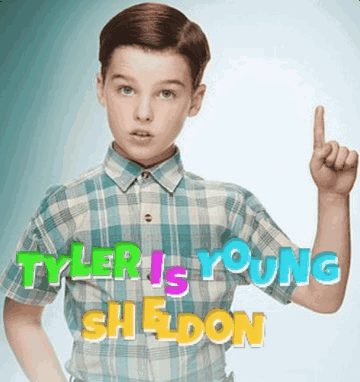 Young Boy in Plaid Shirt Pointing Up
