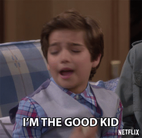 Young Boy In Plaid Shirt Says I'm The Good Kid GIF