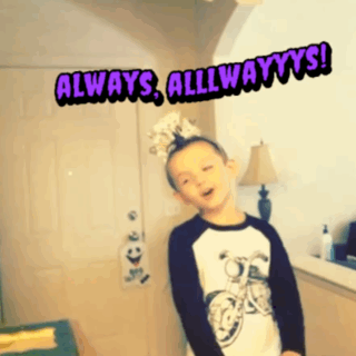 Young Boy in Shirt Saying Always Alllwayyys