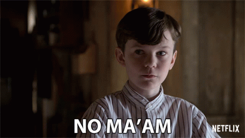 Young Boy in Striped Shirt Says No Ma Am