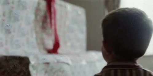 Young Boy Looking at Christmas Present
