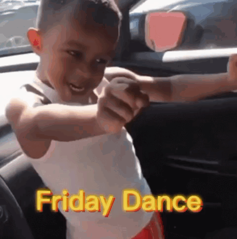 Young Boy Pointing Friday Dance GIF