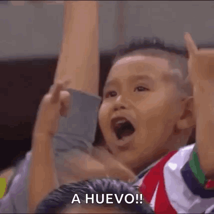 Young Boy Raising Arms and Screaming