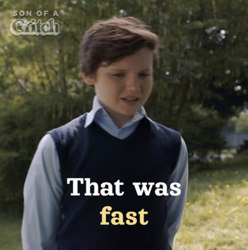 Young Boy Saying That Was Fast