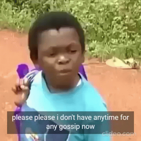 Young Boy Sitting In Chair Saying Please Please I Don't Have Anytime For Gossip GIF