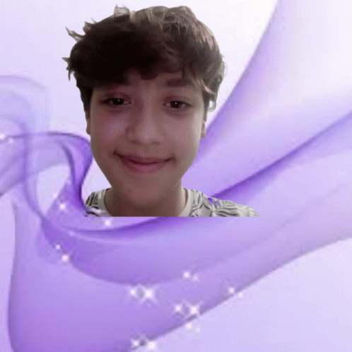 Young Boy Smiling in Purple and White Background