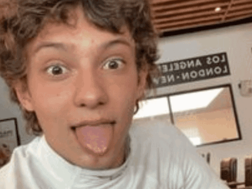 Young Boy Sticking Tongue Out Taking Selfie
