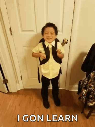 Young Boy With Backpack Saying I Gon Learn GIF