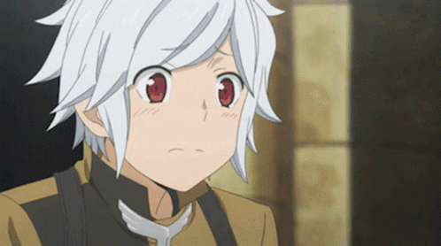 Young Boy With White Hair and Red Eyes Making Sad Face