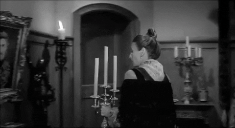 Young Frankenstein Cloris Leachman Walking With Candlestick GIF