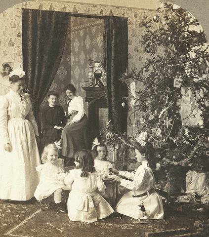 Young Girls Enjoying Tea Party Vintage GIF