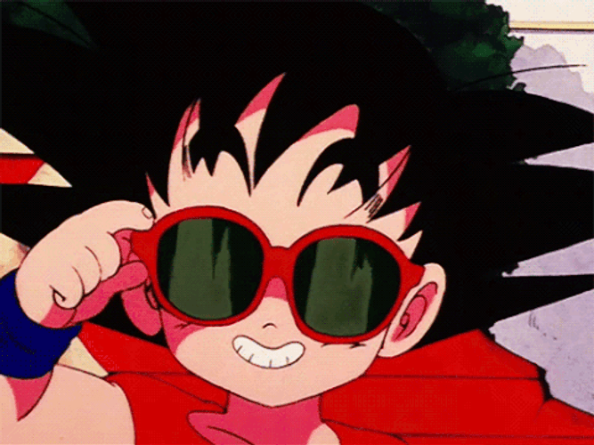 Young Goku Peace With Sunglasses GIF
