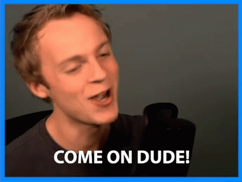 Young Man at Microphone Saying Come On Dude