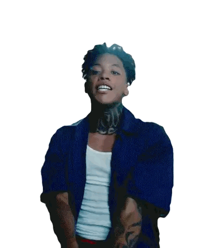 Young Man Dancing in Blue Shirt and White Tank Top