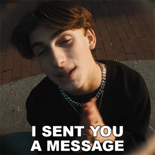 Young Man Eyes Closed Saying I Sent You a Message