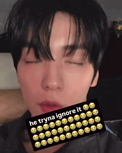 Young Man Eyes Closed Sticker He Tryna Ignore It