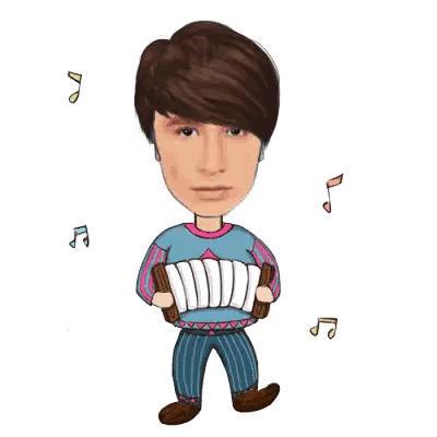 Young Man Holding Accordion