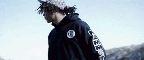 Young Man in Black Hoodie and Hat Against Blue Sky