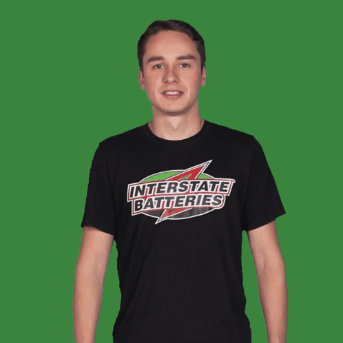 Young Man in Black T-Shirt Saying Integrate Batteries