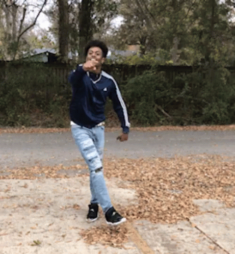 Young Man In Blue Adidas Jacket And Jeans GIF