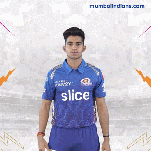 Young Man in Blue Shirt Saying Slice
