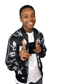 Young Man in Floral Jacket Giving Thumbs Up