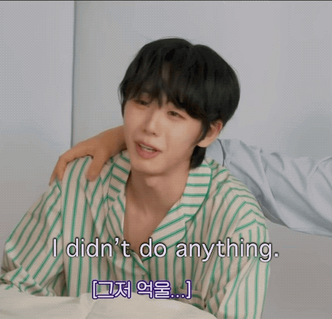 Young Man In Green And White Striped Shirt Says I Didnt Do Anything GIF