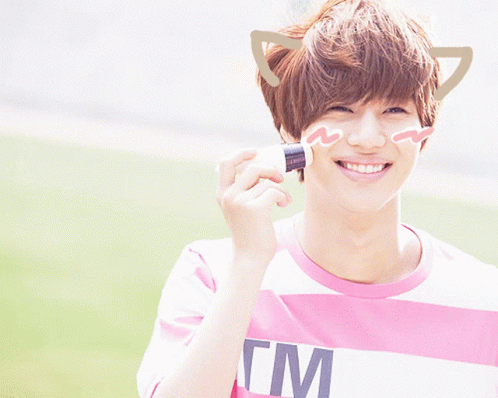Young Man In Pink And White Striped Shirt GIF