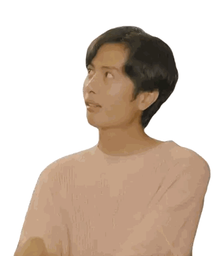 Young Man in Pink Sweater Looks Left