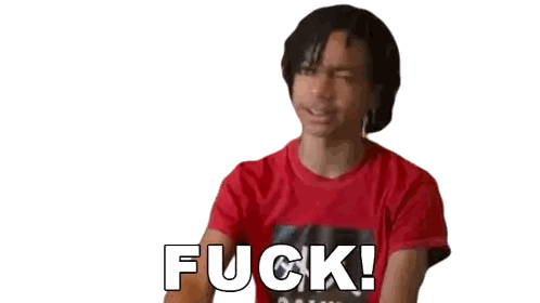 Young Man in Red Shirt Making Funny Face