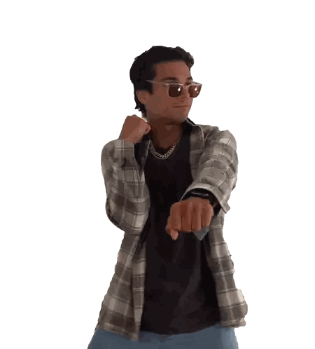 Young Man in Sunglasses and Plaid Shirt