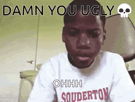 Young Man in White Shirt Saying Damn You Ugly